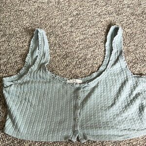 Urban Outfitters Green Ribbed Sleeveless Crop Tank Top